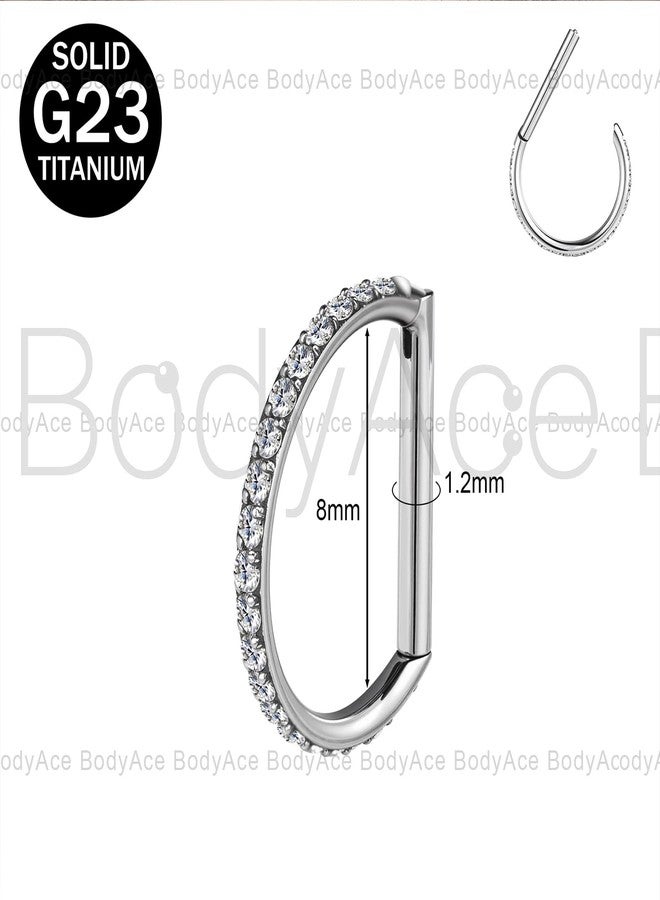 BodyAce F136 Titanium Septum Rings D Shaped Nose Ring Hoops 16G Cartilage Earrings Higned Segment Clicker for Rook Daith Conch Helix Tragus Piercing Jewelry [D:8mm] - Image 2